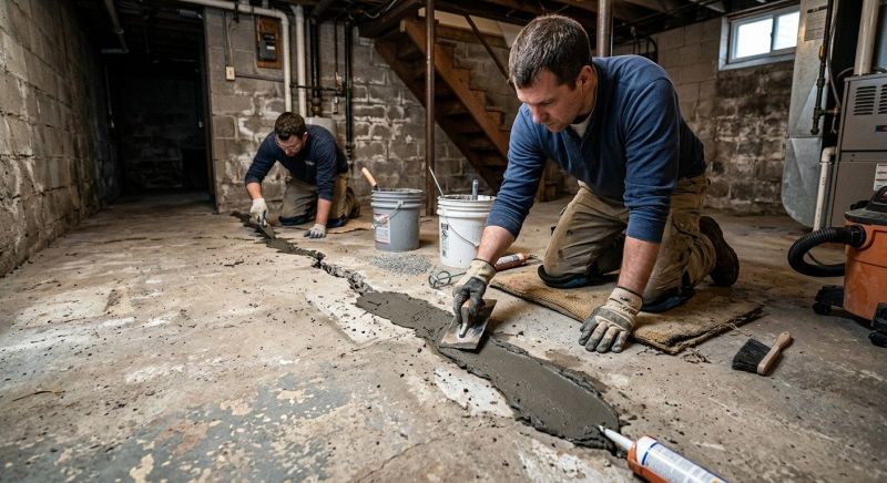Cracked Basement Floor Repair in Baltimore County, MD