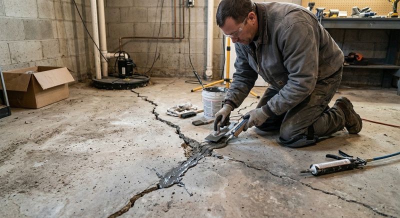 Cracked Basement Floor Repair in Baltimore County, MD